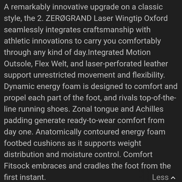 Cole Haan Mens 2.Zerogrand British Tan & Ivory Laser Wingtip Oxfords Size 8.5 - Picture 12 of 14